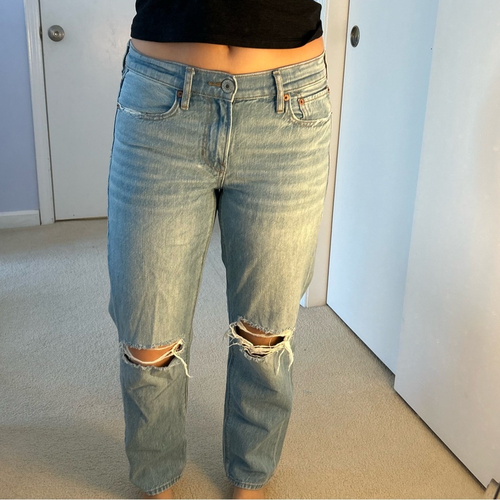 Women's Light Blue Distressed Jeans